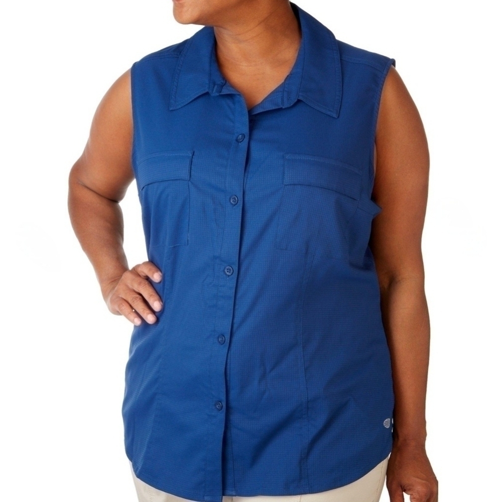 UPF 50+ Reel Legends Plus Solid Mariner Sleeveless Top womens plus size 2x